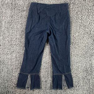 F.L. Malik Jeans Denim Trousers Side Zip Croped Flare Women's Size 6 Dark Wash